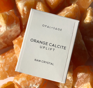 OPAL + SAGE - ORANGE CALCITE BOXED CRYSTAL