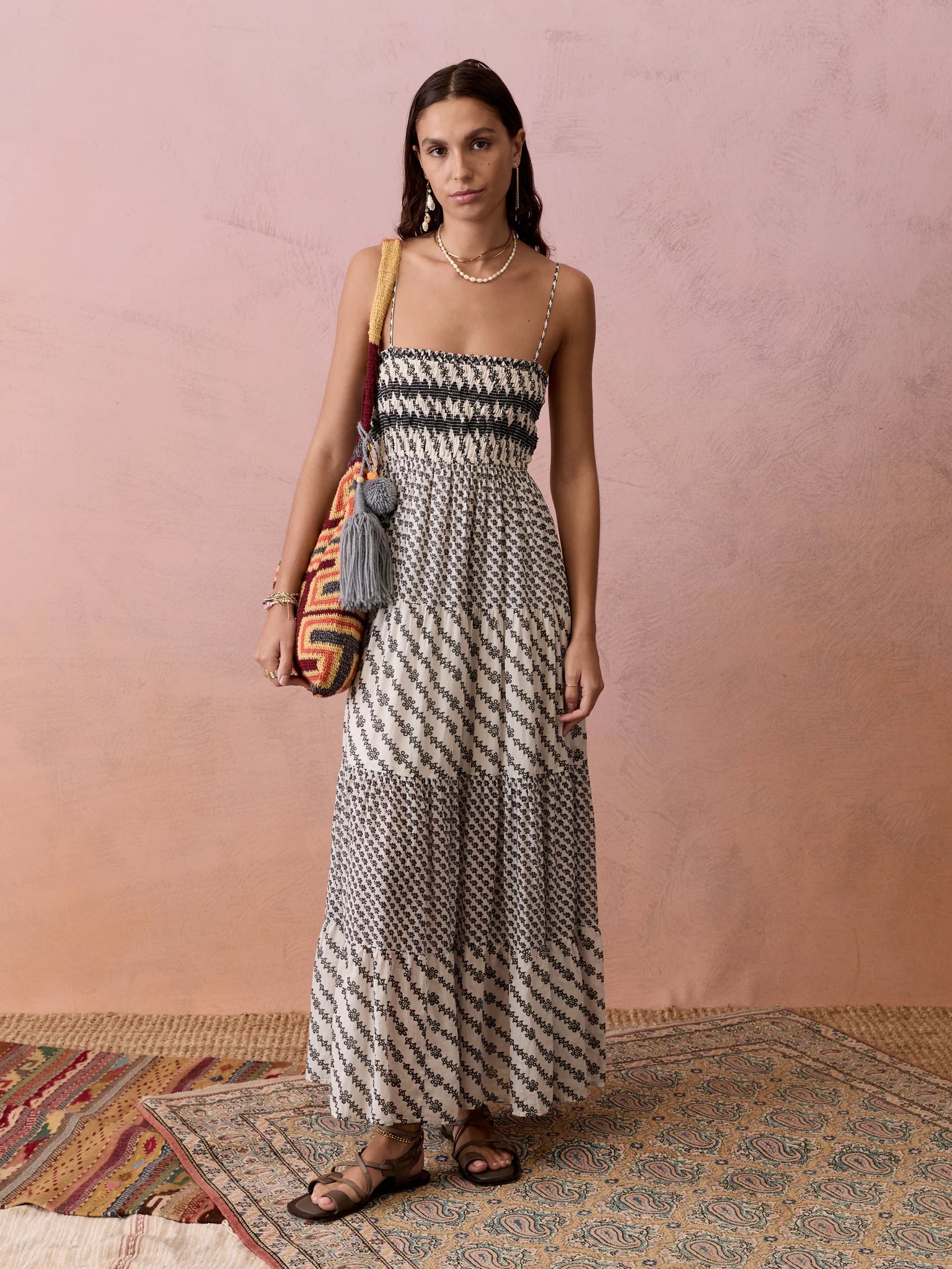 boteh maxi dress BOTEH - LEVANTE SHIRRED MAXI DRESS