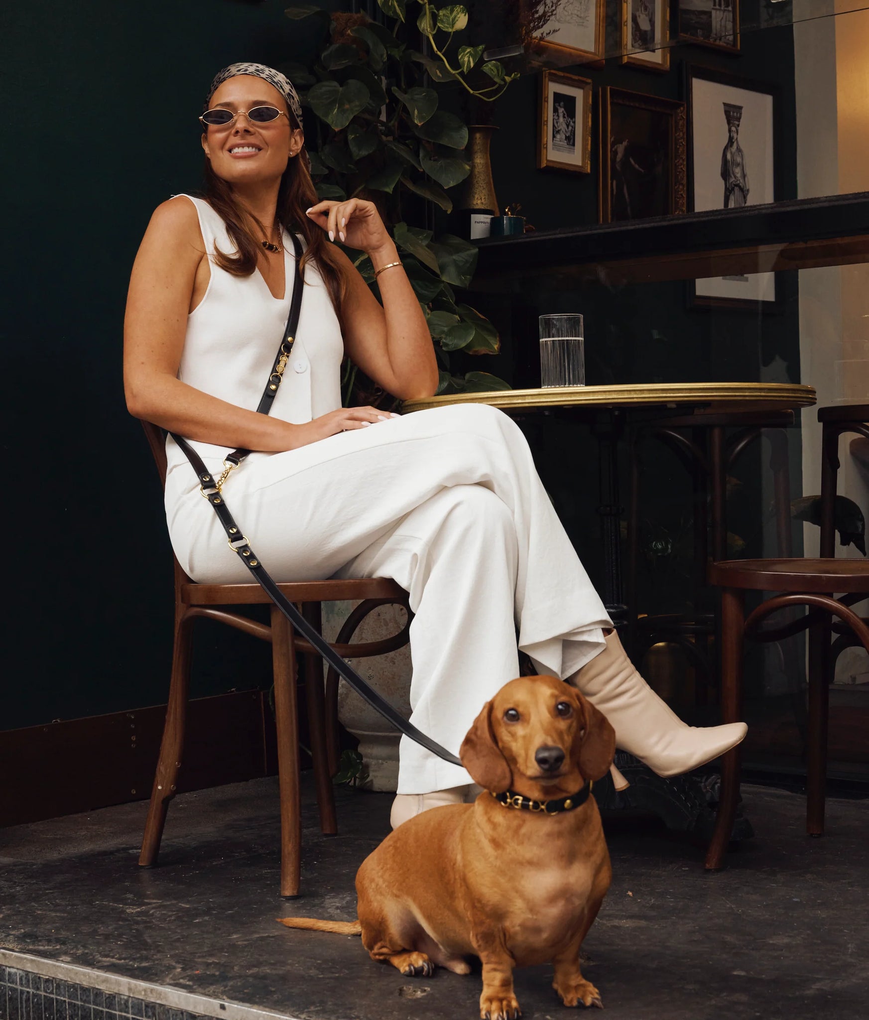 Aura Animale Handsfree Dog Lead with Crystals available at The Luxe Edit