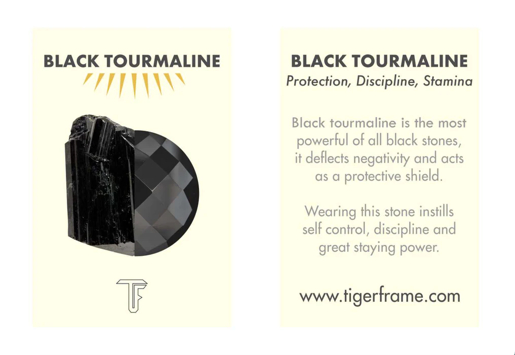 TIGER FRAME - BLESSING BRACELET -  BLACK STRING WITH BLACK TOURMALINE - GOLD