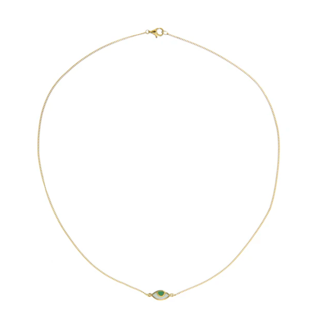 TIGER FRAME - NECKLACE - EYE SPY MINI - GREEN/GOLD