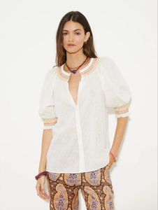 BOTEH - LIDO SMOCKED SHORT SLEEVE BLOUSE