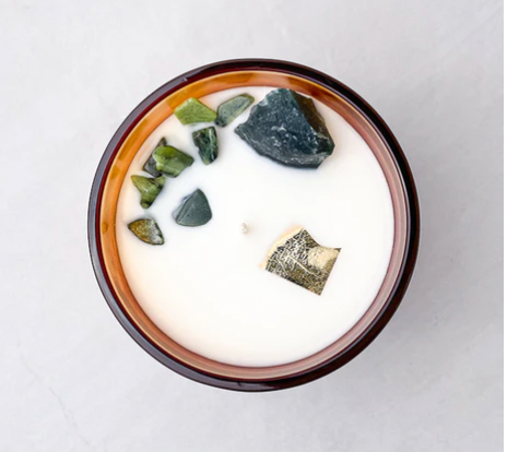 OPAL + SAGE - MOSS AGATE CRYSTAL CANDLE