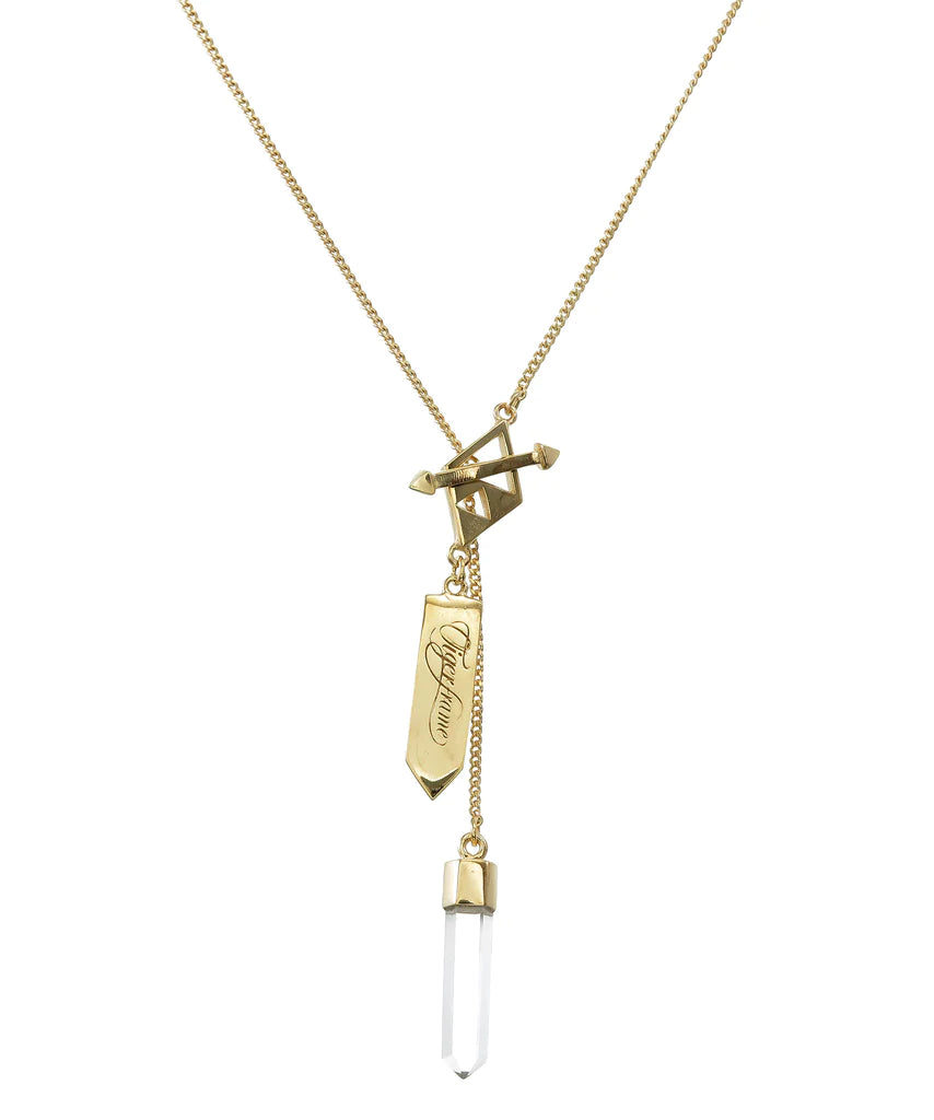 TIGER FRAME - NECKLACE - SMALL CRYSTAL POINT - GOLD