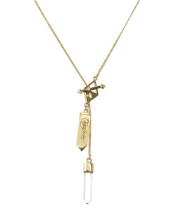 TIGER FRAME - NECKLACE - SMALL CRYSTAL POINT - GOLD