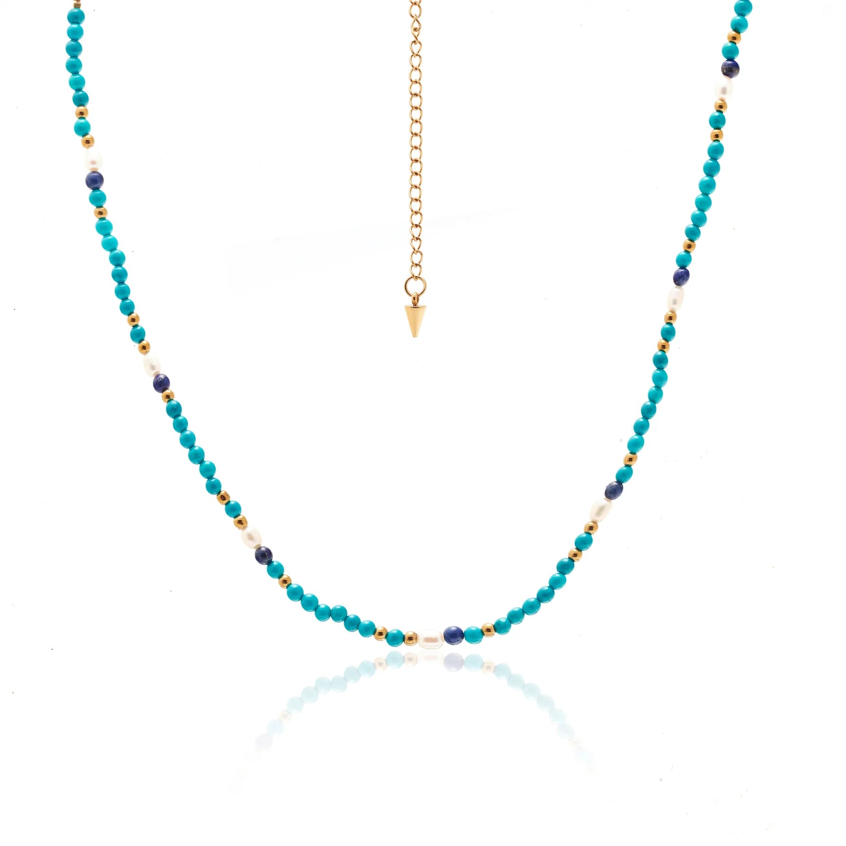 SILK & STEEL - SORRENTO NECKLACE TURQUOISE GOLD NECKLACE