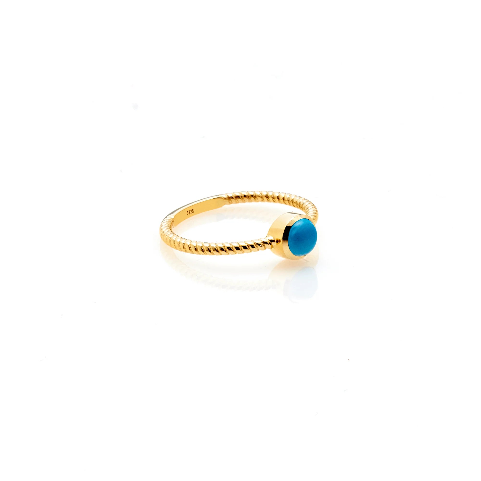 SILK & STEEL - SUPERFINE TURQUOISE ROPE RING GOLD