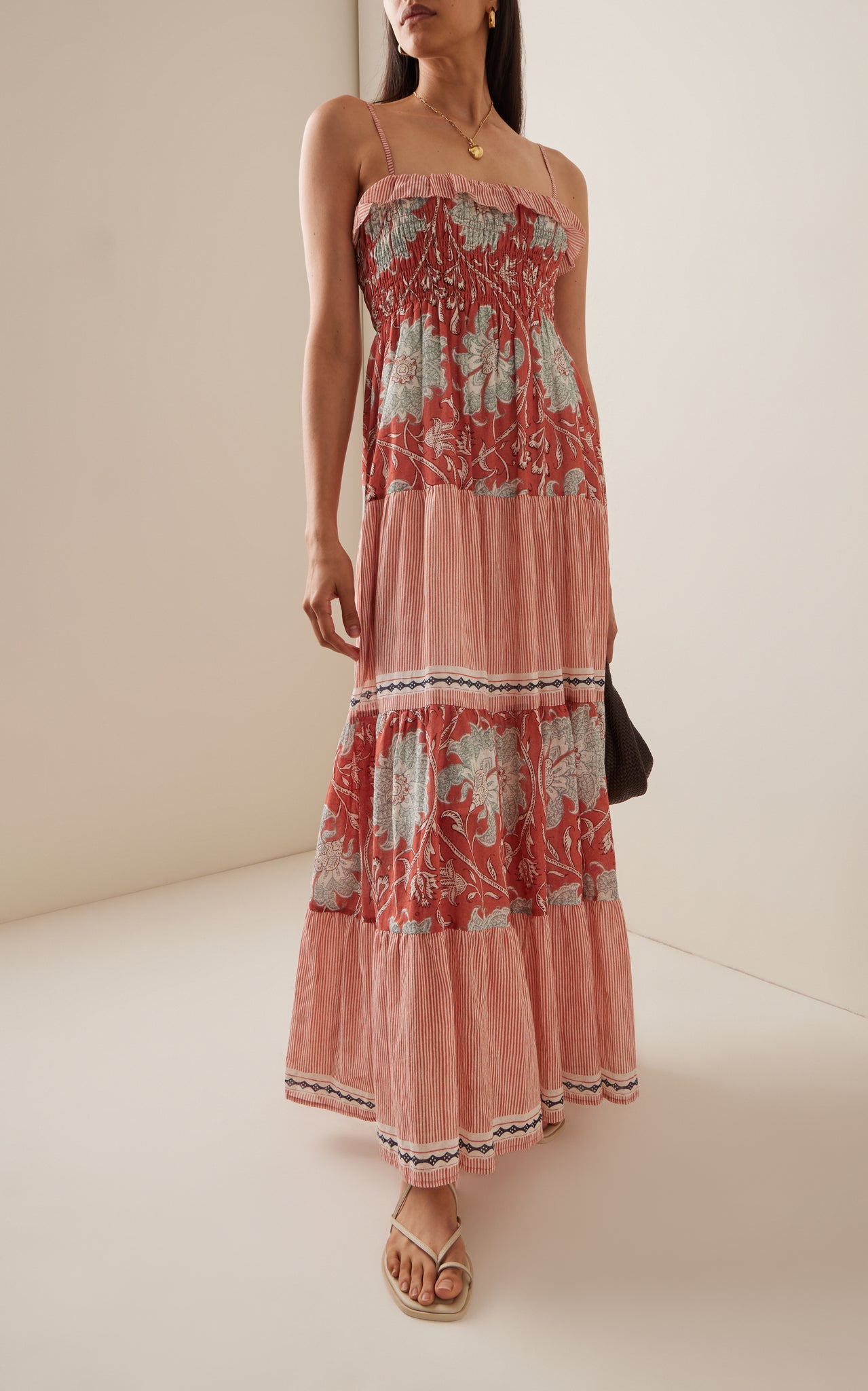 BOTEH - DE FLORE SHIRRED MAXI DRESS