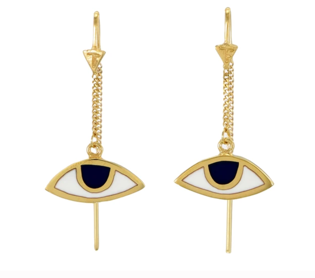 TIGER FRAME - EARRINGS - EGYPTIAN BLACK EYE PULL THROUGH - GOLD