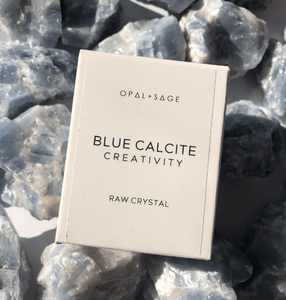 OPAL + SAGE - BLUE CALCITE BOXED CRYSTAL