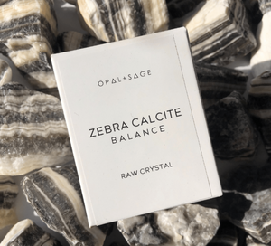OPAL + SAGE - ZEBRA CALCITE BOXED CRYSTAL