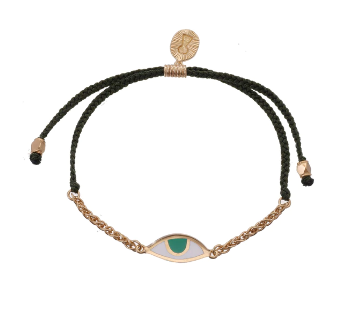 TIGER FRAME - CHAIN & CORD EYE PROTECTION BRACELET - OLIVE GREEN - GOLD